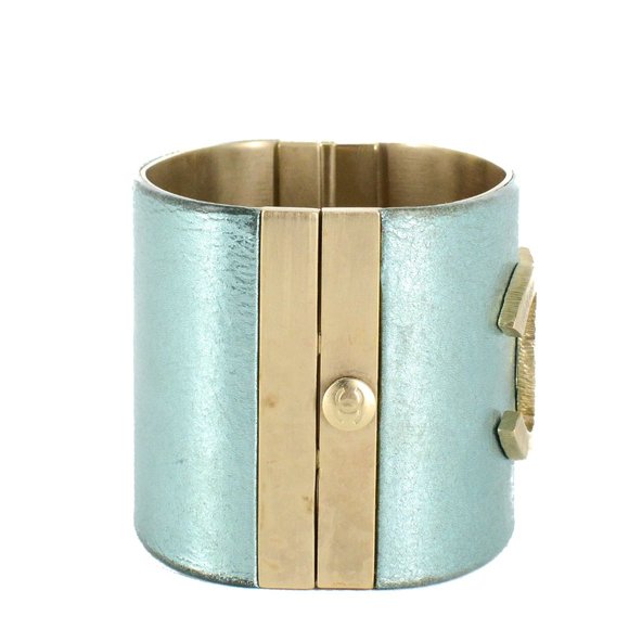 CHANEL Turquoise Logo Cuff - Picture 2 of 6